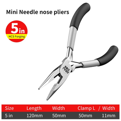 Mini Pointed Toothless Flat Mouth Extended Needle Mouth Oblique Mouth Pliers Flat Mouth Wire Binding Pliers Set - Charliehomemaker store