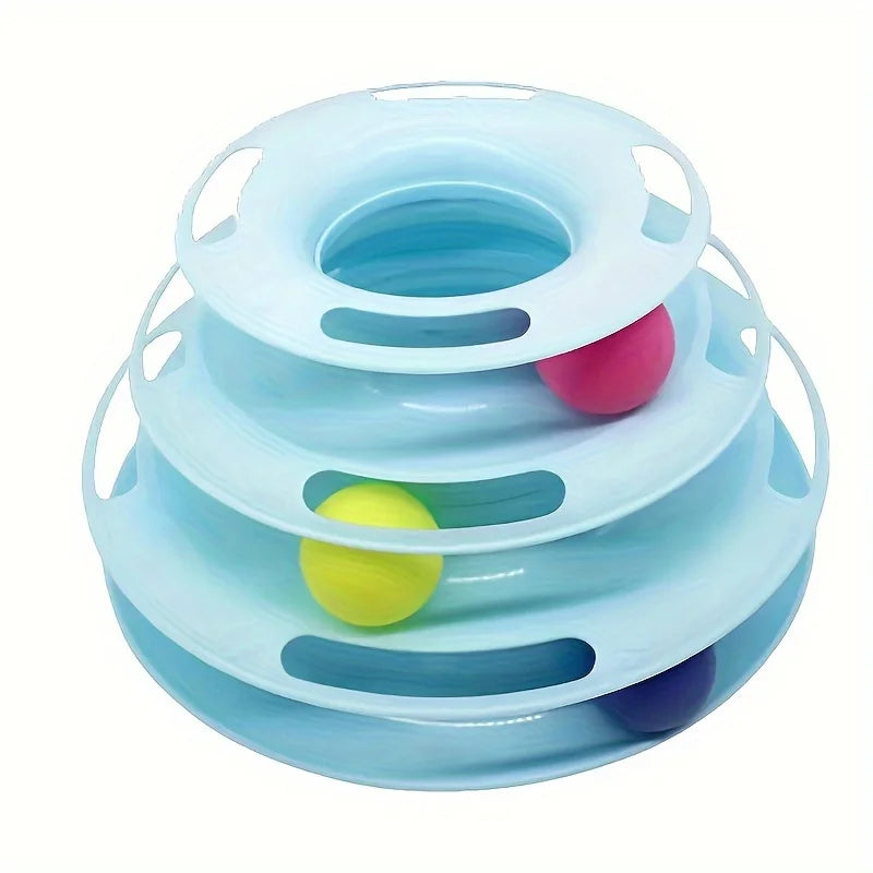 3 Layer Interactive Cat Toy Tower with Colorful Balls Mental Physical Exerciser, Fun Puzzle Game for Active Cats - Charliehomemaker store