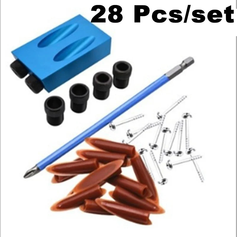 Pocket Hole Screw Jig 15 Degrees Dowel Drill Joinery Kit Carpenters Wood Woodwork Guides Joint Angle Locator Tool - Charliehomemaker store