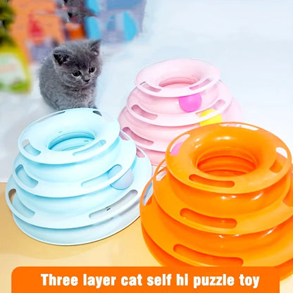 3 Layer Interactive Cat Toy Tower with Colorful Balls Mental Physical Exerciser, Fun Puzzle Game for Active Cats - Charliehomemaker store