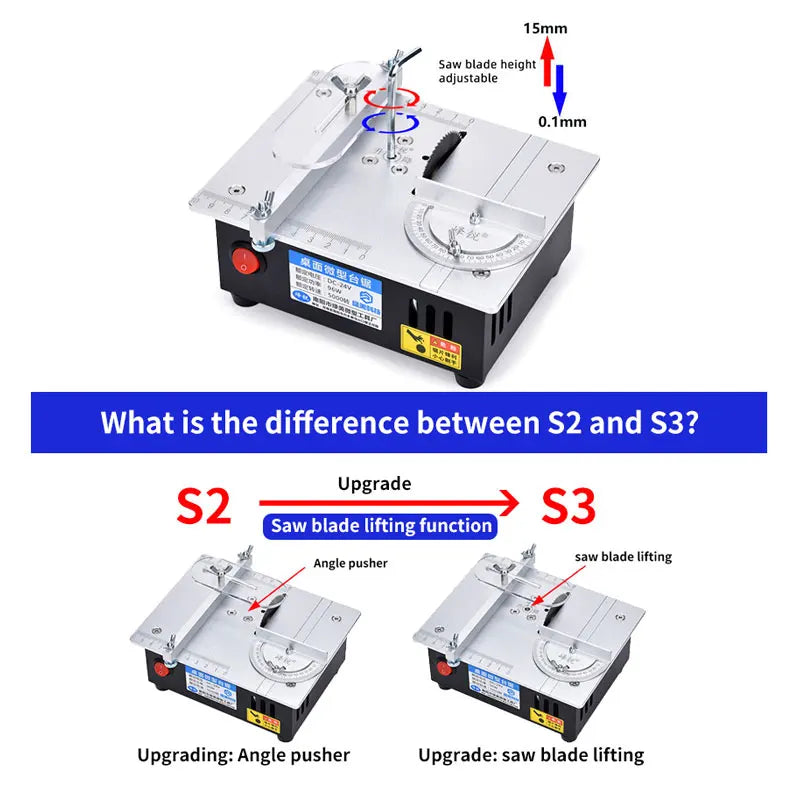 Mini Table Saw Electric Small Bench Saws Desktop Saw Household DIY PCB Model Cutting Tool Woodworking Lathe Machine 63mm Blade - Charliehomemaker store