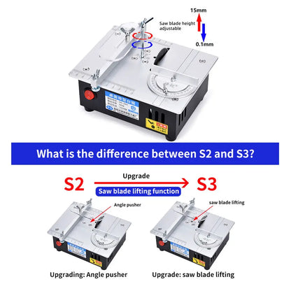 Mini Table Saw Electric Small Bench Saws Desktop Saw Household DIY PCB Model Cutting Tool Woodworking Lathe Machine 63mm Blade - Charliehomemaker store