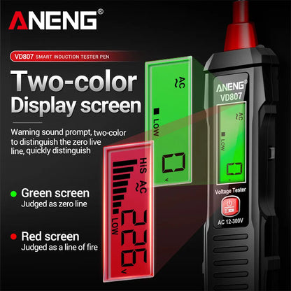 ANENG VD807 One-word Induction Tester Portable 50/60Hz Smart Electric Pen NCV Sensor AC 12-300V Non-contact Wire Detector Tools - Charliehomemaker store