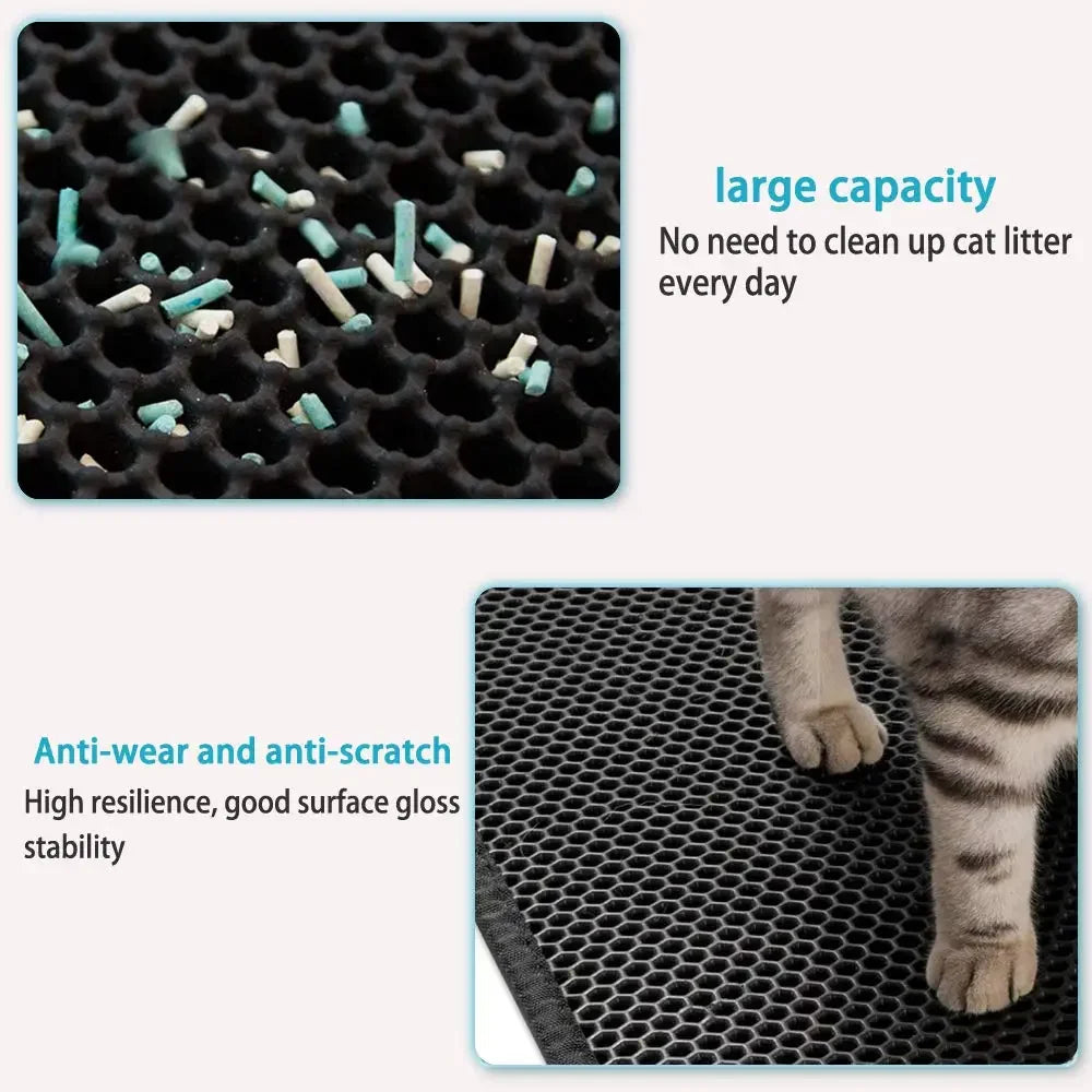 Cat Litter Mat With Gift Double Layer Waterproof Pet Litter Box Mat Non-slip Sand Cat Pad Washable Bed Mat Clean Pad Products - Charliehomemaker store