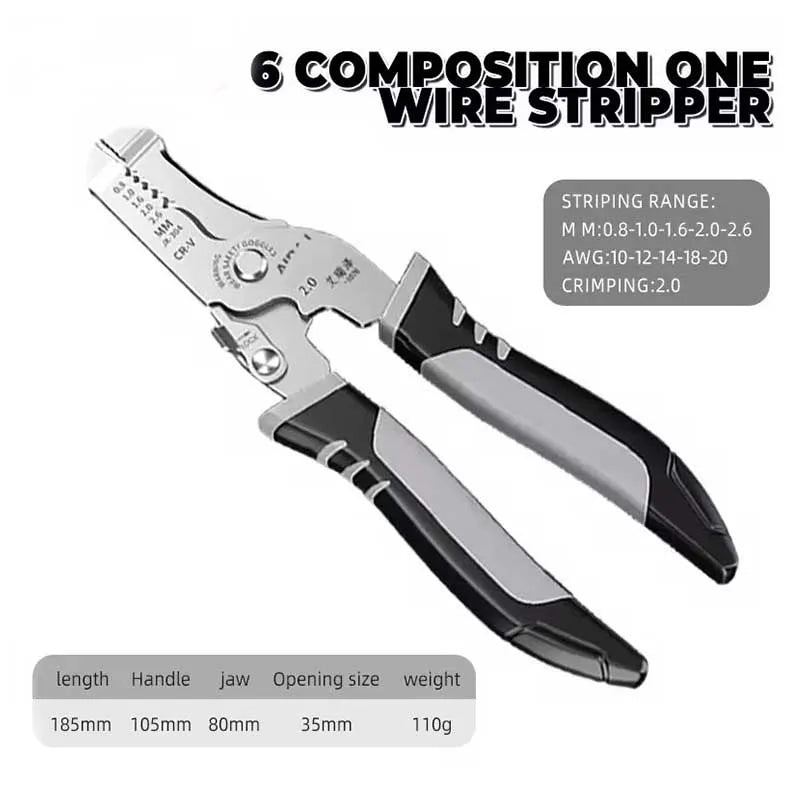 Multi functional Professional Electrician Wire Tool Cable Wire Stripper Cutter Crimper Automatic Crimping Stripping Plier - Charliehomemaker store