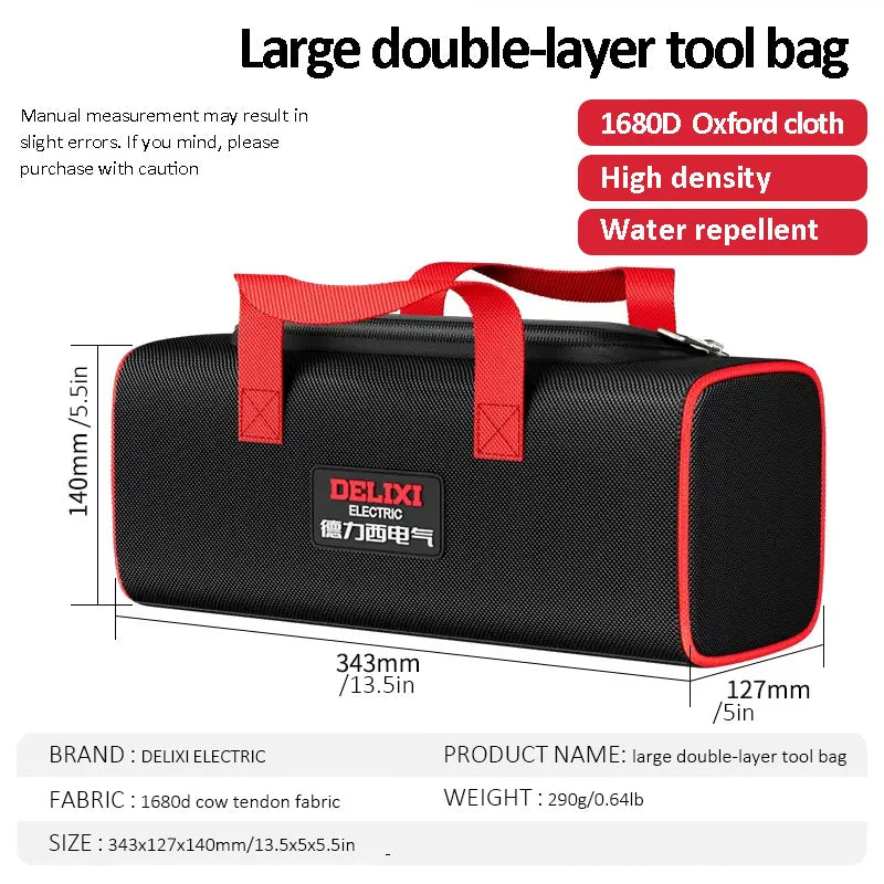 DELIXI ELECTRIC Tool Bag Oxford Cloth Portable Storage Bag, Professional Electrician and Carpenter Repair, Home Storage, HandBag - Charliehomemaker store