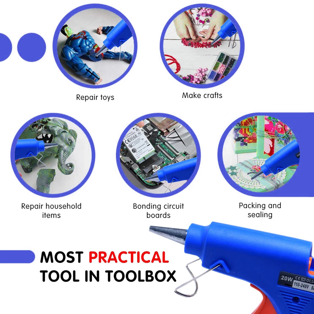 20W Hot Melt Glue Gun with Seal Wax Glue Sticks Household DIY Industrial Guns Heat Temperature Thermo Electric Repair Tool - Charliehomemaker store