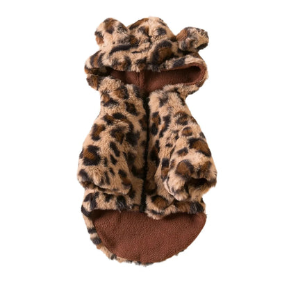 Dog clothes, spring and autumn clothes, leopard print hooded coats, cat clothes, thickened teddy schnauzers, Pomeranians, pet fa - Charliehomemaker store