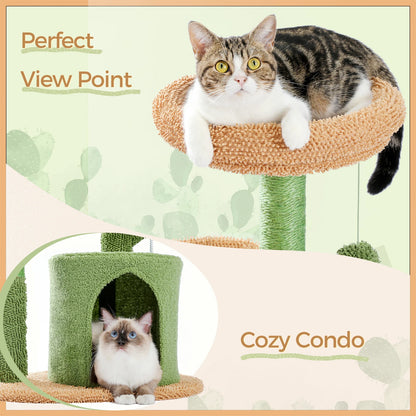 Festive Cat Scratching Post Cactus Tree Tower with Sisal Rope Cat Climbing Frame with Christmas Decoration - Charliehomemaker store