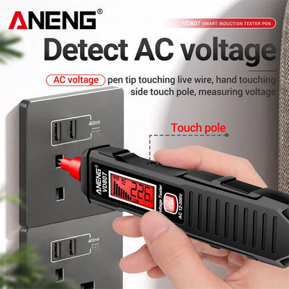 ANENG VD807 One-word Induction Tester Portable 50/60Hz Smart Electric Pen NCV Sensor AC 12-300V Non-contact Wire Detector Tools - Charliehomemaker store