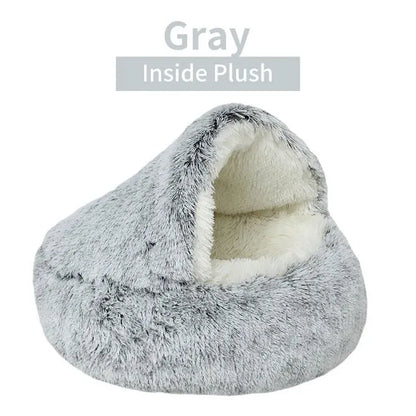 Soft Plush Pet Bed with Cover Round Cat Bed Pet Mattress Warm Cat Dog 2 in 1 Sleeping Nest Cave for Small Dogs - Charliehomemaker store