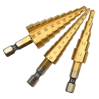 3-12/4-12/4-20mm small three piece set Hexagonal handle titanium plated ladder drill tower drill bit set - Charliehomemaker store