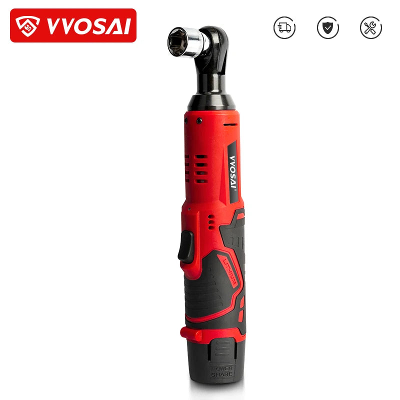 VVOSAI 45NM Cordless Electric Wrench 12V 3/8 Ratchet Wrench set Angle Drill Screwdriver to Removal Screw Nut Car Repair Tool - Charliehomemaker store