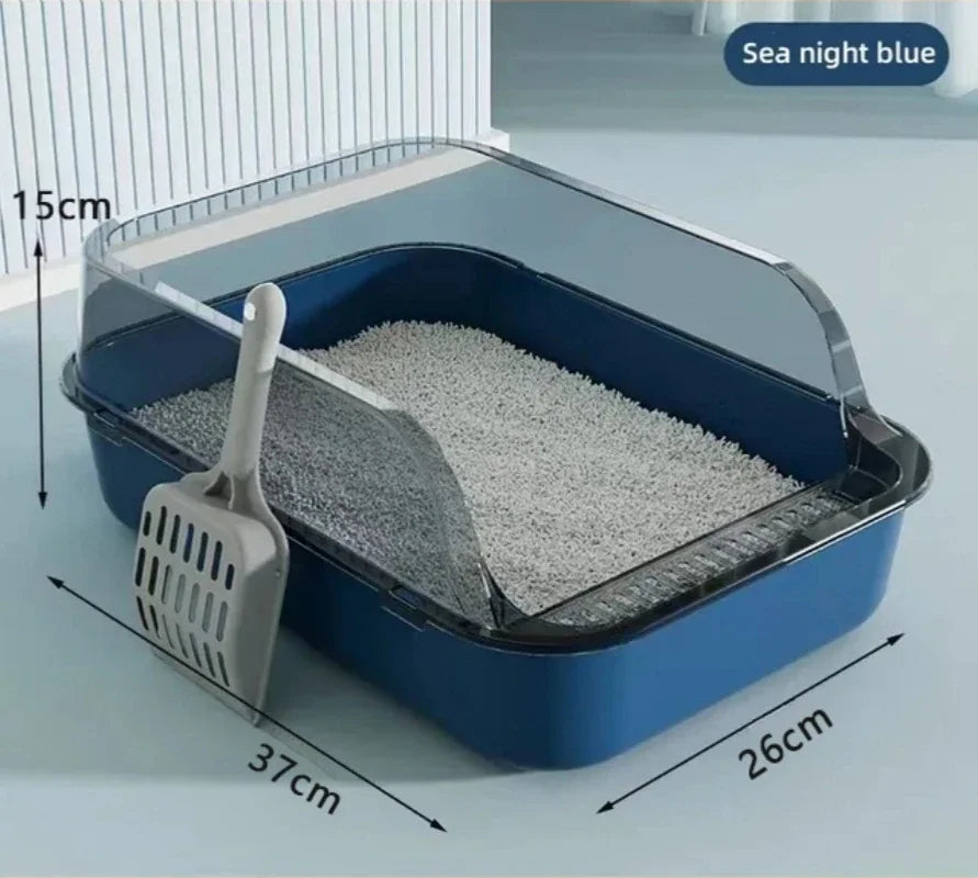 Kitty Sandbox Cat Litter Box Semi-enclosed Splashproof Cat Tray Cat Toilet Cleaning Basin Supplies Pet Toilet Kitten Tray Bedpan - Charliehomemaker store