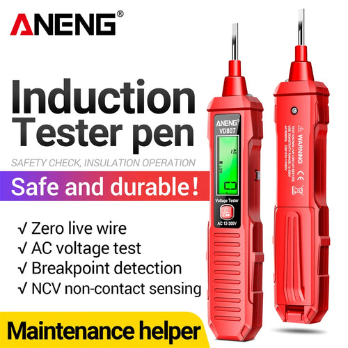 ANENG VD807 One-word Induction Tester Portable 50/60Hz Smart Electric Pen NCV Sensor AC 12-300V Non-contact Wire Detector Tools - Charliehomemaker store