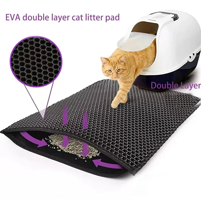 Cat Litter Mat With Gift Double Layer Waterproof Pet Litter Box Mat Non-slip Sand Cat Pad Washable Bed Mat Clean Pad Products - Charliehomemaker store