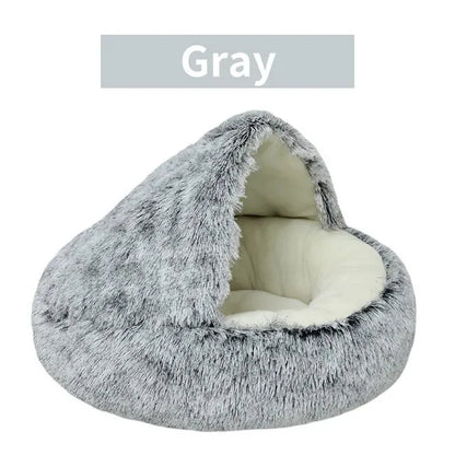 Soft Plush Pet Bed with Cover Round Cat Bed Pet Mattress Warm Cat Dog 2 in 1 Sleeping Nest Cave for Small Dogs - Charliehomemaker store