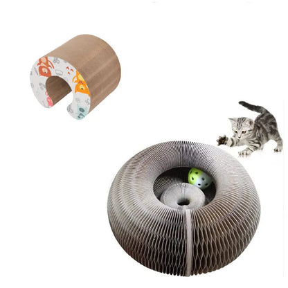 Magic Organ Cat Toy with Ball Cat Scratch Board Cat Grinding Claw Cat Climbing Frame Kitten Round Corrugated Cat Scratching Toy - Charliehomemaker store