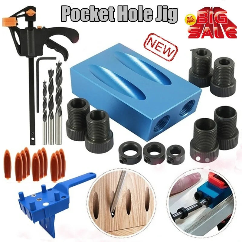 Pocket Hole Screw Jig 15 Degrees Dowel Drill Joinery Kit Carpenters Wood Woodwork Guides Joint Angle Locator Tool - Charliehomemaker store