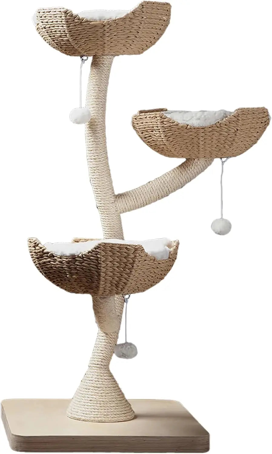 The Sanctuary Cat Tree - Luxury Cat Condo, Large Modern Indoor Tower with 3 Faux Fur Beds, Scratching Posts, and Toys for Cats - Charliehomemaker store