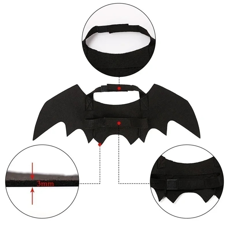 1PcsHalloween Cute Pet Clothes Black Bat Wings Harness Costume Cosplay Cat Dog Halloween Party for Pet Supplies - Charliehomemaker store